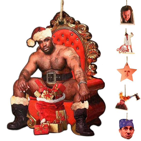 Barry Santa Gift Wood festlig Mr. Wood Meme Julgranspynt A