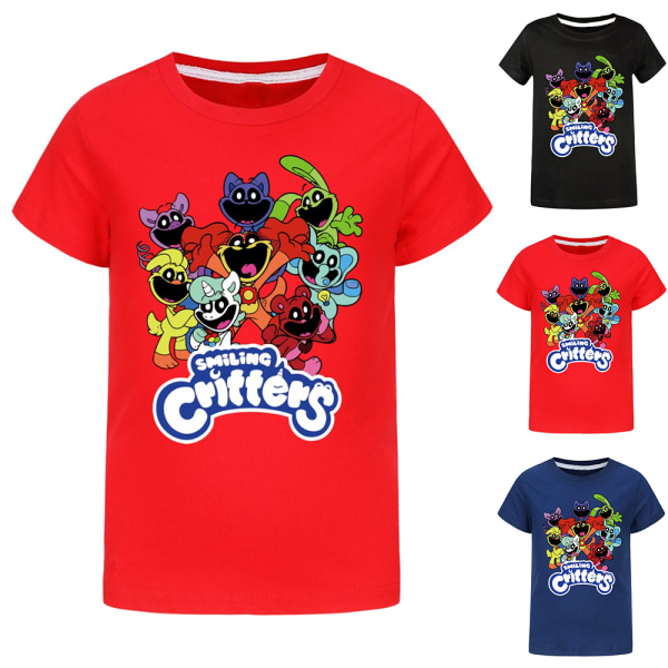 Smiling Critters T-shirt för barn pojkar Kortärmad sommar Topp Tee Barn Red 140cm