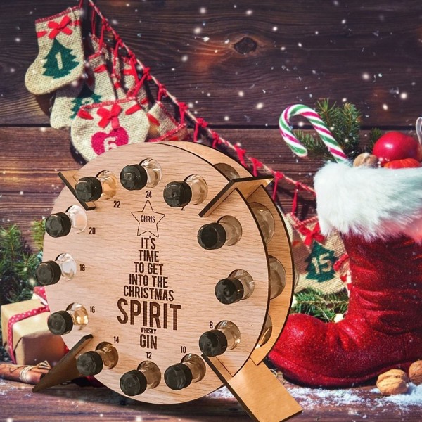 Julgran i Trä - Adventkalender för Vinflaskor C