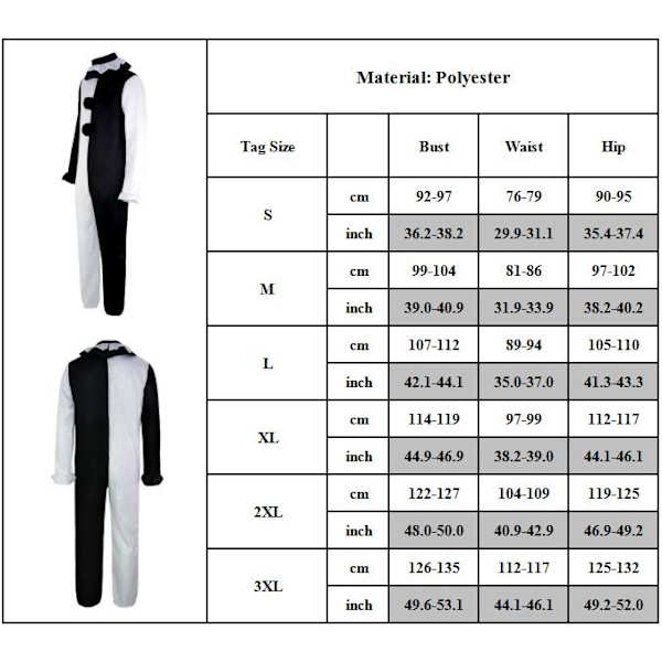 Hjerteknust Klovnekostume Bodysuit til Børn Halloween Jumpsuit M