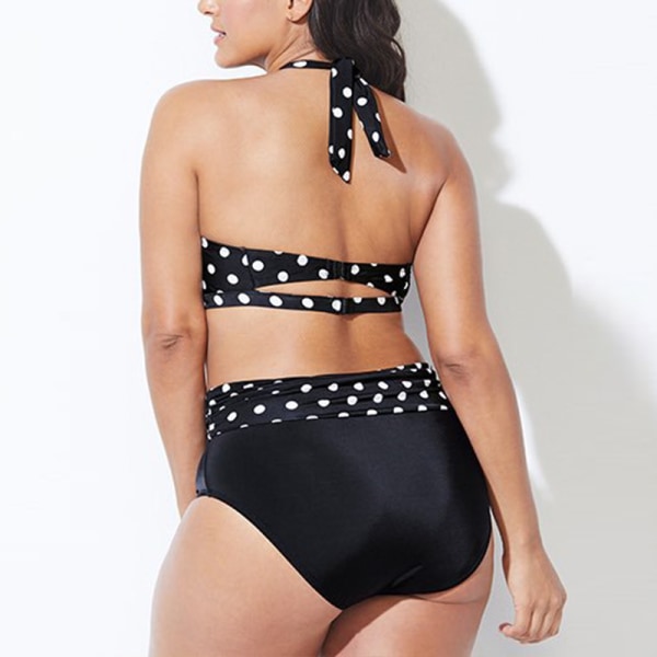 Womens High Waist Bikini Set Beach Swim Comfy Baddräkt Set dots XL