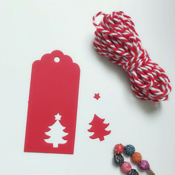 50 kpl Joulukuusi Ripustettavat Kraft Paper Lahjalaput Kortti Narulla red 50PCS