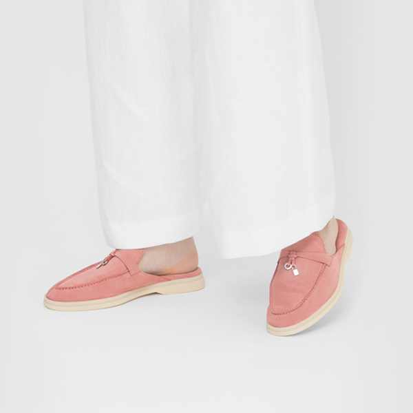 LORO PIANA Charms Walk Utsmyckade Mockamules Tofflor Pink 41
