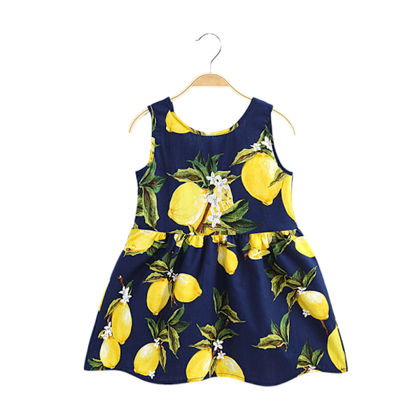 Barn Flickor Småbarn Sommar Ärmlös Tank Klänning Casual Blommig Kort Sommarklänning G 130cm
