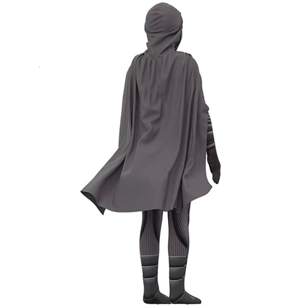 Kids Moon Knight Cosplay kostym Jumpsuit Hooded Cloak Outfit 130cm