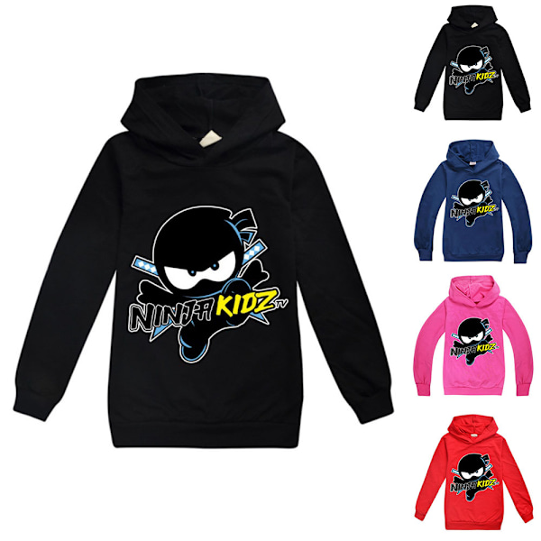NUINJA Barn Hoodie Pojkar Flickor Långärmad Tröja Pullover Topp black 140cm