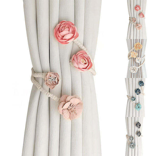 Gardin Tiebacks Clips, Blomster Gardinspænder, Bindebånd til Gardiner Grey