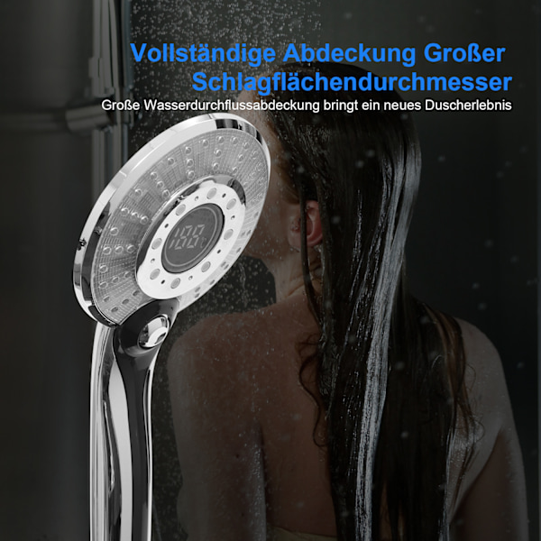 LED Brusehoved, Regnbruser, Håndbruser, Temperaturindikator, 3 Lysfarver, Vandbesparende