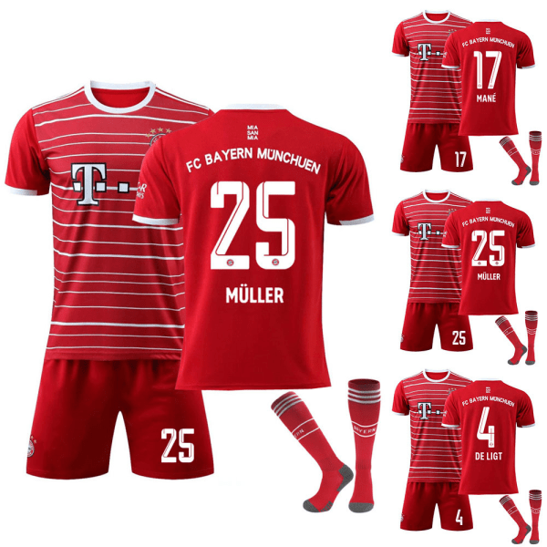 Barn FC Bayern Munich Mane #17 Fotbollströja Fotboll Sportkläder #04 6-7Y