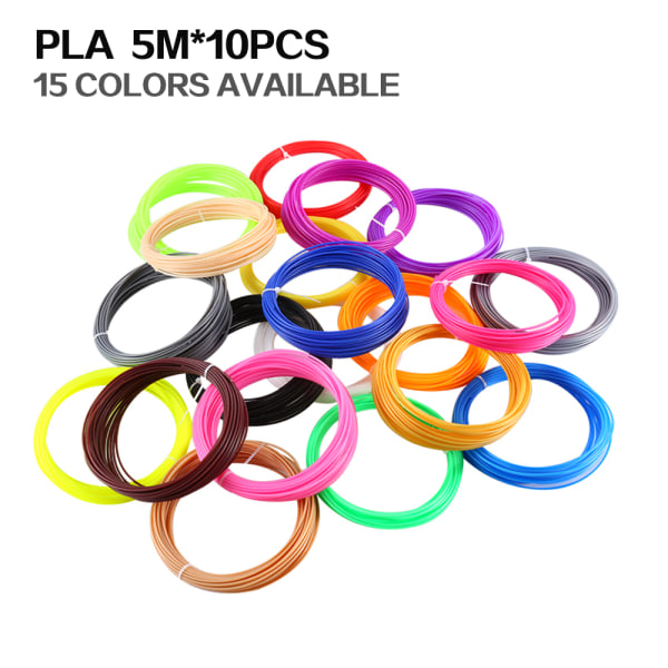 5M 10 Färg 3D Pen Filament PLA 1,75 mm plasttryckmaterial 5M10 colors