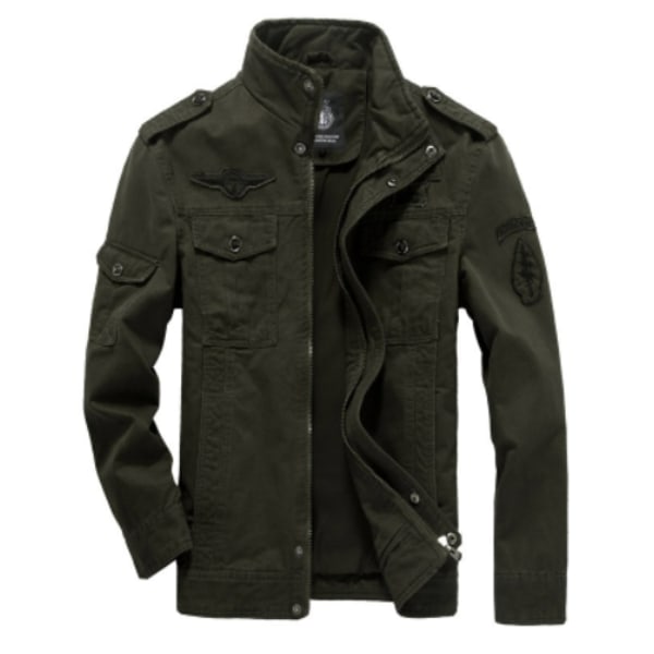 Höst- och vinterjacka för män, ny casual tvättad bomullsjacka, lös storlek, vindjacka, trendig Army Green 3XL