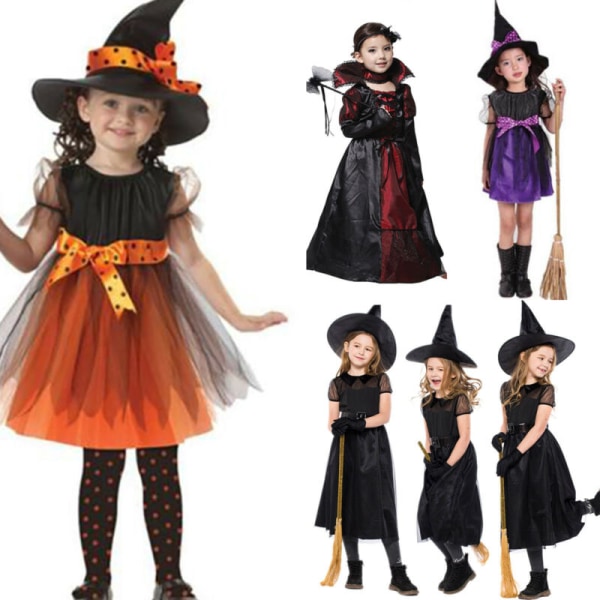 Barn Tjej Halloween kostym Häxa Vampyr Fest Skräck Klänning BlackHat  OneSize 0c59 | BlackHat | OneSize | Fyndiq