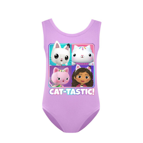 Gaby's Dockhus Print Barn Flickor Monokini Baddräkt Baddräkt Simdräkt Surf Strandkläder Sommar En Delad Purple 150cm