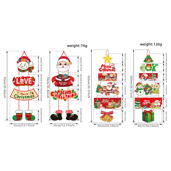 1 Set Julbannertecken Juldekoration för Entrédörr Väggdekoration Hängande Dekoration E