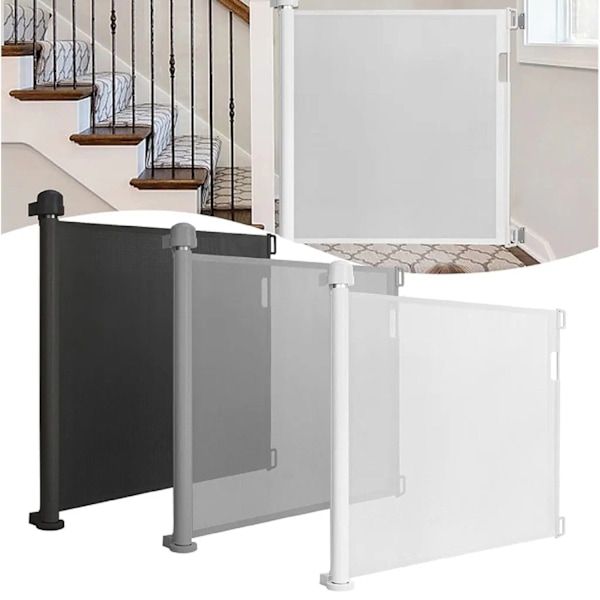 Babysäkerhetsgrind - Dörrsäkerhetsgrind - Skyddsgardin, Husdjursdörrsgrind, Utdragbar Dörrgardin, Utdragbara Hundbarriärer, 0-300cm Grey 150cm