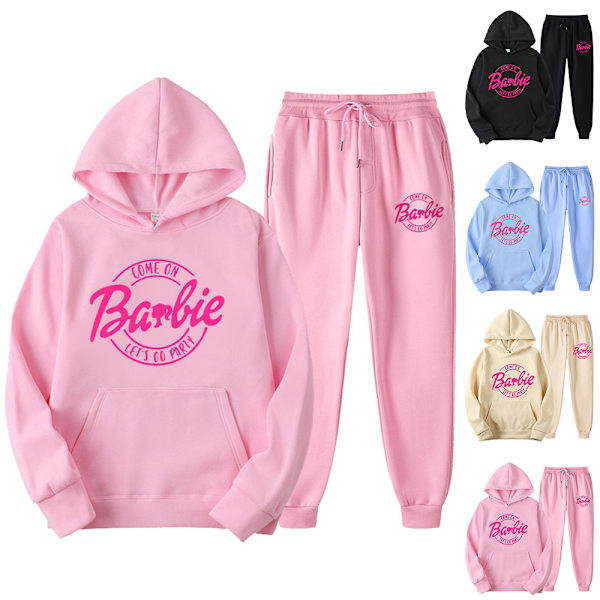 Hoodie + Byxor Set för Kvinnor och Män - Barbie Sportkläder apricot M
