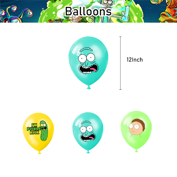 Rick og Morty-tema bursdagsballonger for barn