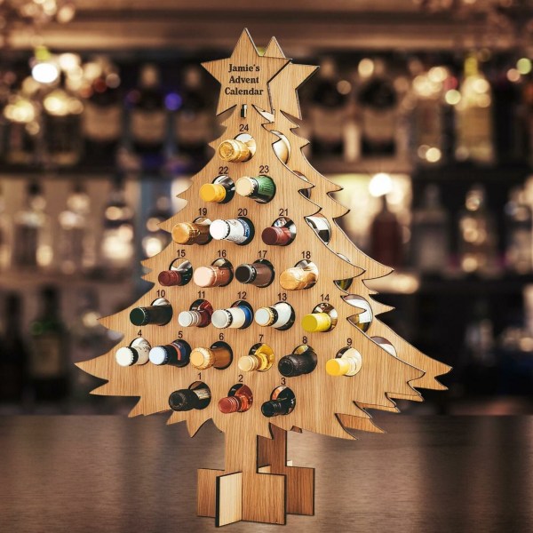 Julgran i Trä - Adventkalender för Vinflaskor A