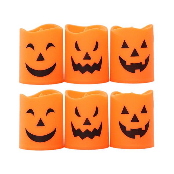 6 st Halloween Ljus utan Låga, LED-Ljus, Batteridrivna LED-Teeljus för Halloween Heminredning Present