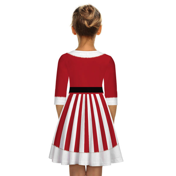 Printed Christmas Stripe Partydress Jultomten Princess Dress 140CM