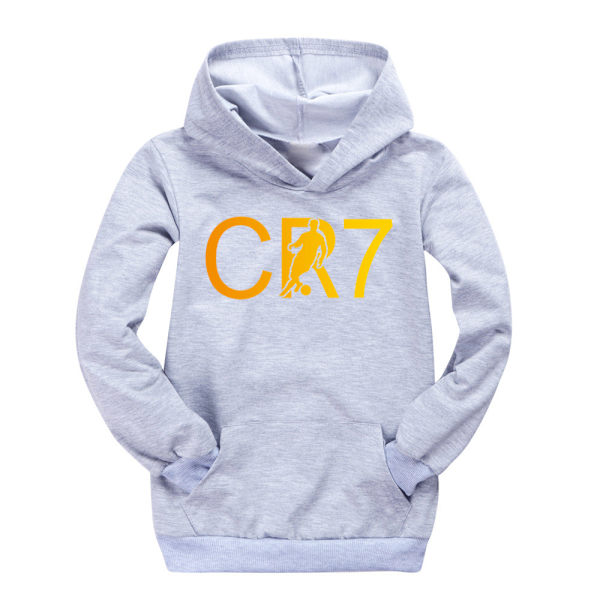 Barn CR7 Ronaldo Vintertröjor Långärmade Huvtröjor Pullover Casual Sport Toppar Grey 140cm