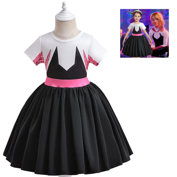 Gwen Spider-Man Klänning för Flickor, Prinsessklänning, Cosplay-Kostym 130cm