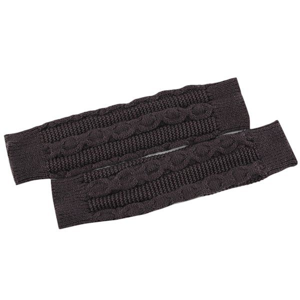 Dame Vinter Lange Handsker Fingerløse Strikkede Håndledsvanter Gave Dark Grey