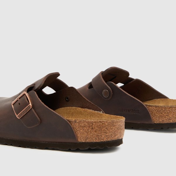 Birkenstock Boston Mjuka Fotbäddar Tofflor Unisex Slip On Vardagsskor Brown 45