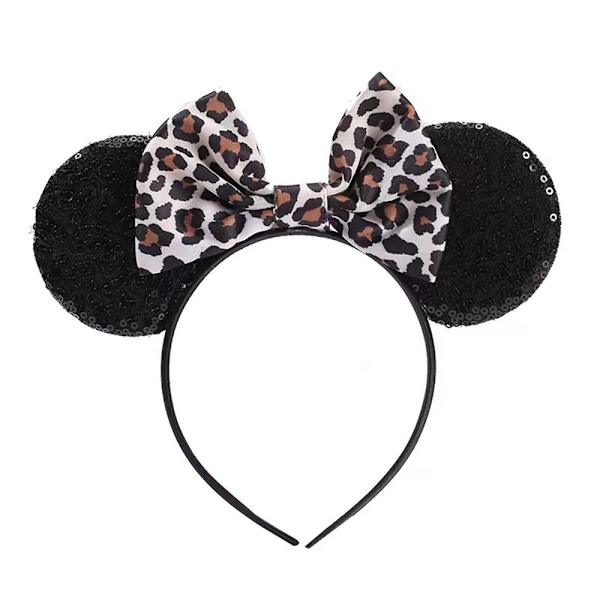 Hiirenkorvapannat Kiiltävät Rusetit Juhlat Prinsessa Koriste Panther pattern