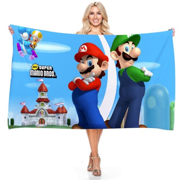 Super Mario Cartoon Badhandduk Strand Mikrofiber Handduk Turt 75*150cm Barnpresenter B 75*150cm