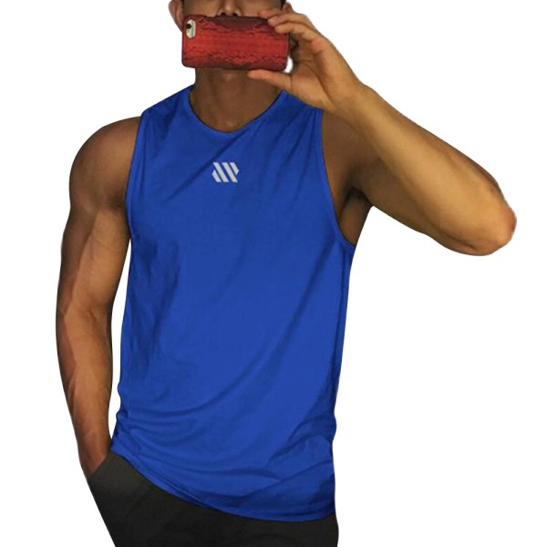 Herr Fitness Gym Tank Tops Ärmlös Muskeltröjor Atletisk Träning Dry Fit Tröjor Blue 3XL