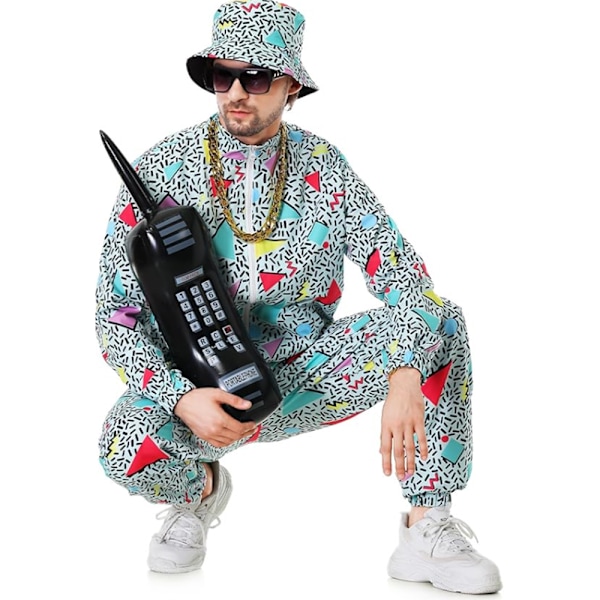 Retro 80-tals 90-tals Outfit Herr Dam Jacka Joggingbyxor Träningsdräkt Streetwear Kostym Green XL
