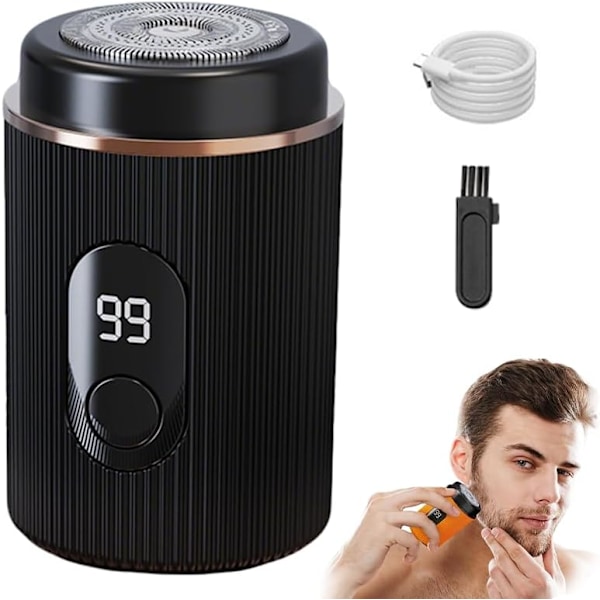 Uusin Mini Kannettava Sähköparranajokone, 2025 Päivitys Mini Sähköparranajokone Taskukokoinen Sähköpartahöylä Miehille, USB Ladattava Vedenkestävä Parranajokone Black
