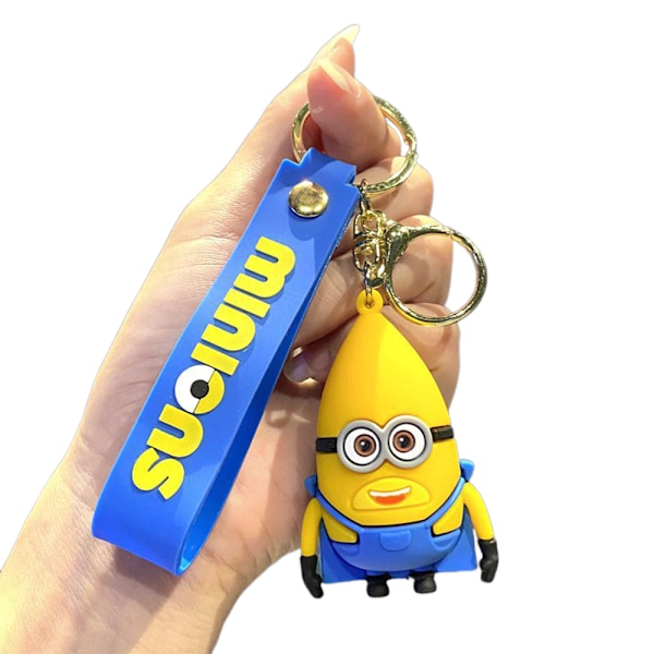 Söt Despicable Me Minions 3D Nyckelring Nyckelkedja Cartoon Anime Bil Hänge Smycke Barn Present B