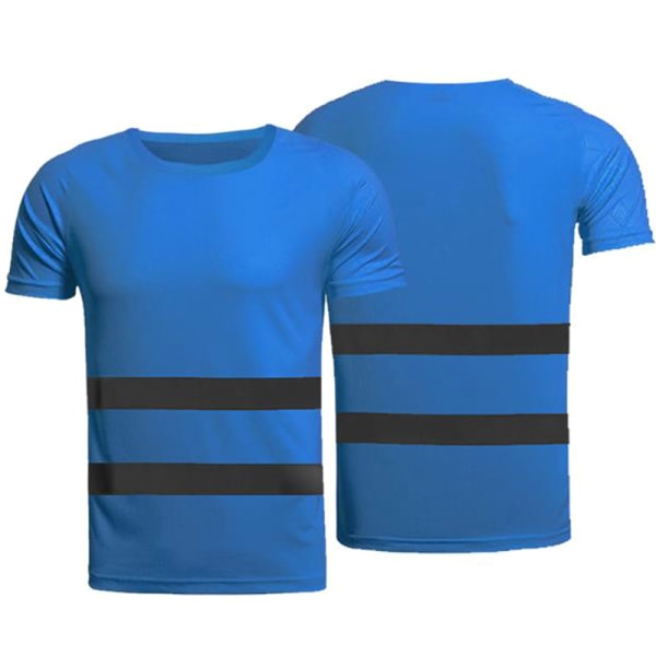 Hög Synlighet Väst Bälte Arbetskläder T-shirt för Män Blue XL