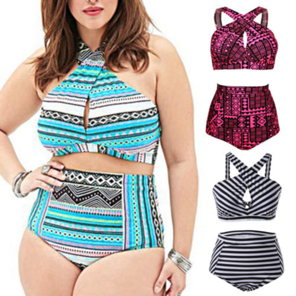 Bikiniset för kvinnor med hög midja, push-up, badkläder blue XL