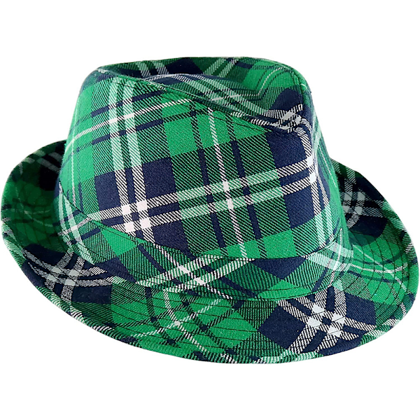 Irländsk Rutig Grön Fedora - St. Patrick's Day Kostymtillbehör
