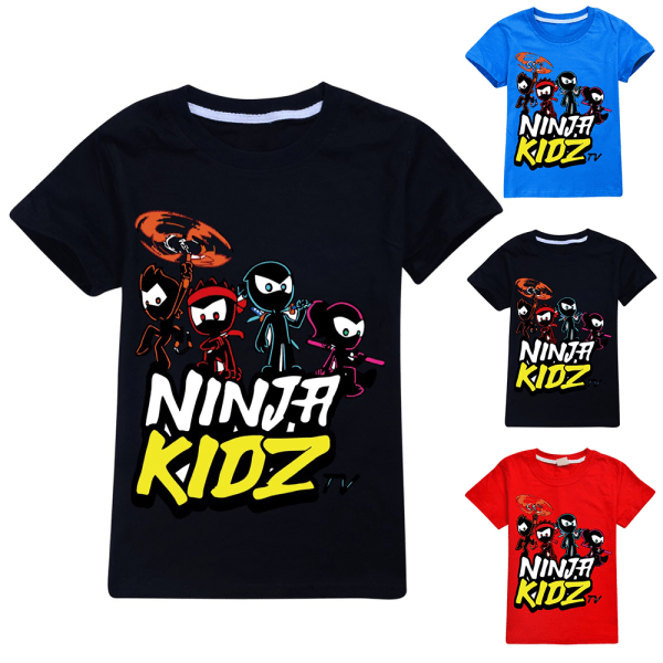 Barn Pojkar Flickor Ninja Kidz Sommar Kortärmad T-shirt Tryckt Tee Toppar Blus Julgåva Black 150cm