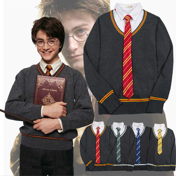 Harry Potter Voksen Jumper Sweater Gryffindor Ravenclaw Slytherin Hufflepuff Toppe C M