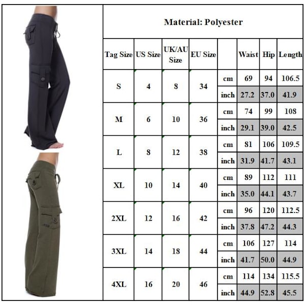 Dam Cargo Byxor Lösa Casual Sportvida Ben Arbetsbyxor green 3XL