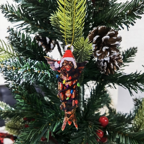 Julgranspynt med LED-ljus, tomteluva, hängande figurin E