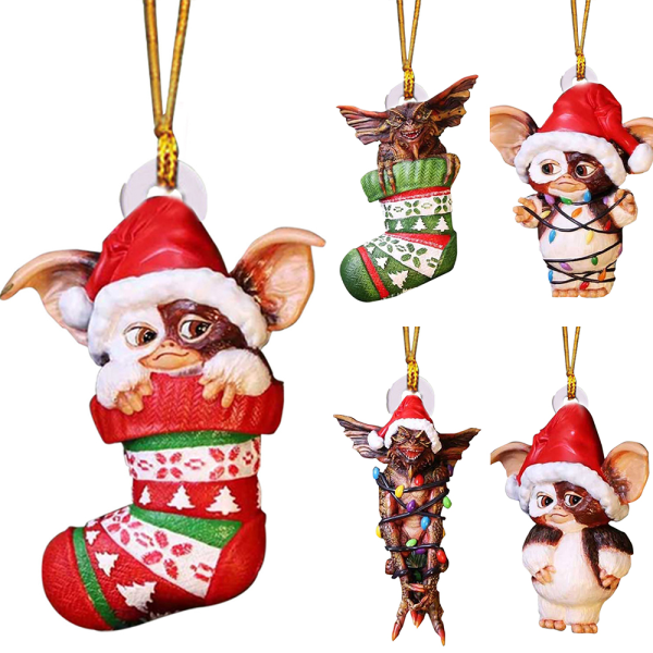Julgranspynt med LED-ljus, tomteluva, hängande figurin A
