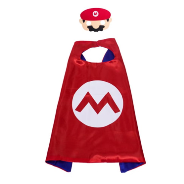 Mario Cosplay kostymkappa & ögonbindel Set Födelsedagsfest för barn D