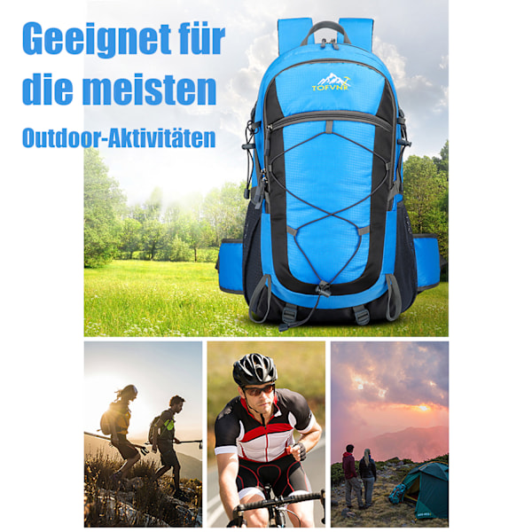 Vandringsryggsäck, 36-55L Trekkingryggsäck, Vattentät Utomhusryggsäck, Reseryggsäck, för Sport, Cykling, Klättring, Bergsklättring Sky Blue