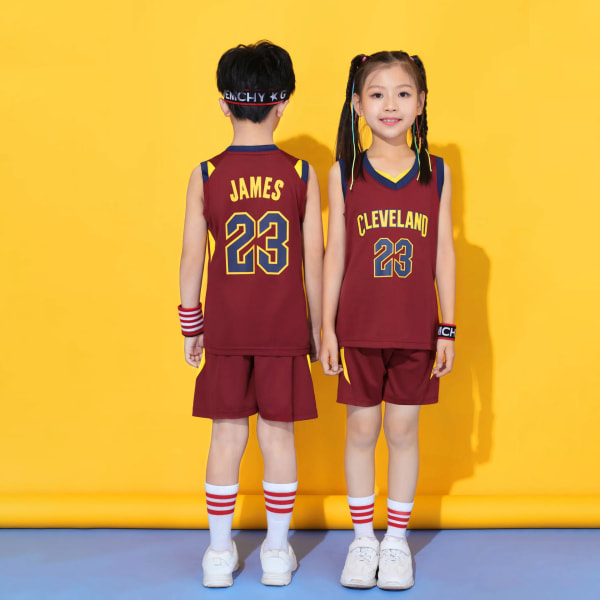 Pojkar Flickor Barn Basket Kit Träningsdräkt Sportväst Skjorta Shorts Set Träningsoverall E 2XS