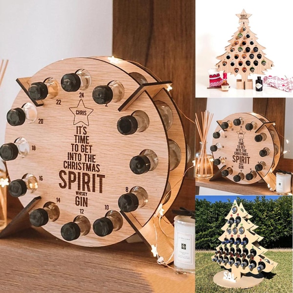 Julgran i Trä - Adventkalender för Vinflaskor A