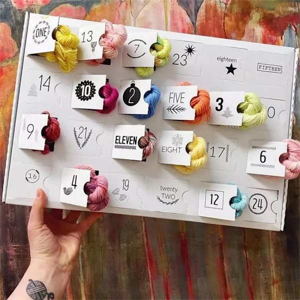 Garn Julekalender 2024 24 Dages Jule Nedtællingskalender Inkluderer Garn til Syentusiaster Blind Box
