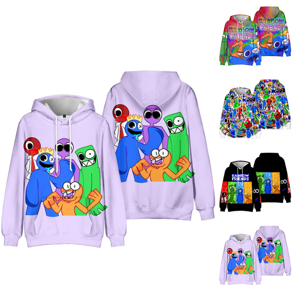 Cartoon Rainbow friends Hoodie T-shirt Pojkar Flickor Sweatshirts D 160cm