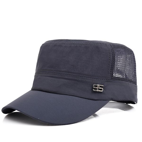 Snapback Mesh Cap Enkelt Vintage Flat Peak Basebollkepsar Herrhatt dark grey