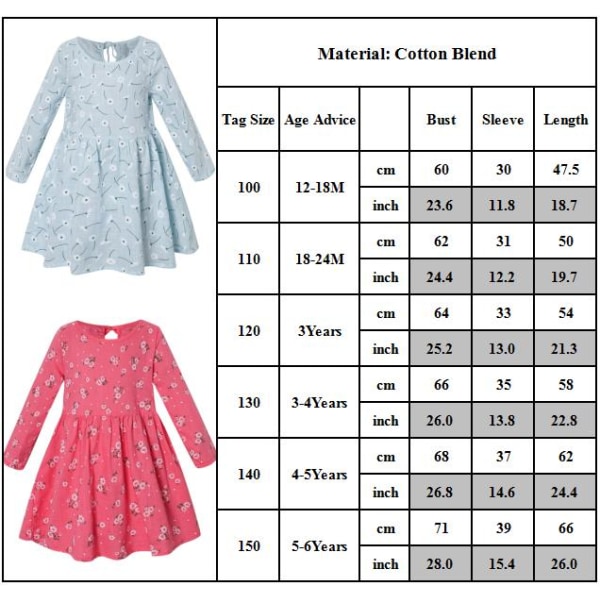 Barnflickor Prinsessa Lång Tutusärm Festklänning Sommar Födelsedagsfest Fancy Kostym Sundress Rose red 130cm